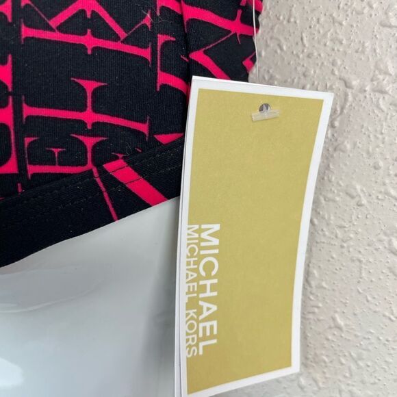 NWT MICHAEL Michael Kors Neon Pink Spring 2020 Bikini Top Size L - Picture 2 of 4